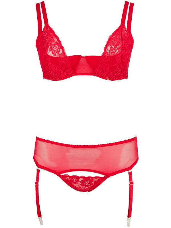 Curvy - Set Reggiseno e Reggicalze Rosso