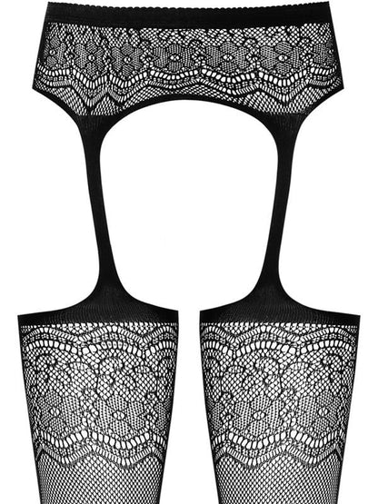 Obsessive - S207 calze con giarrettiera Nylon Nero